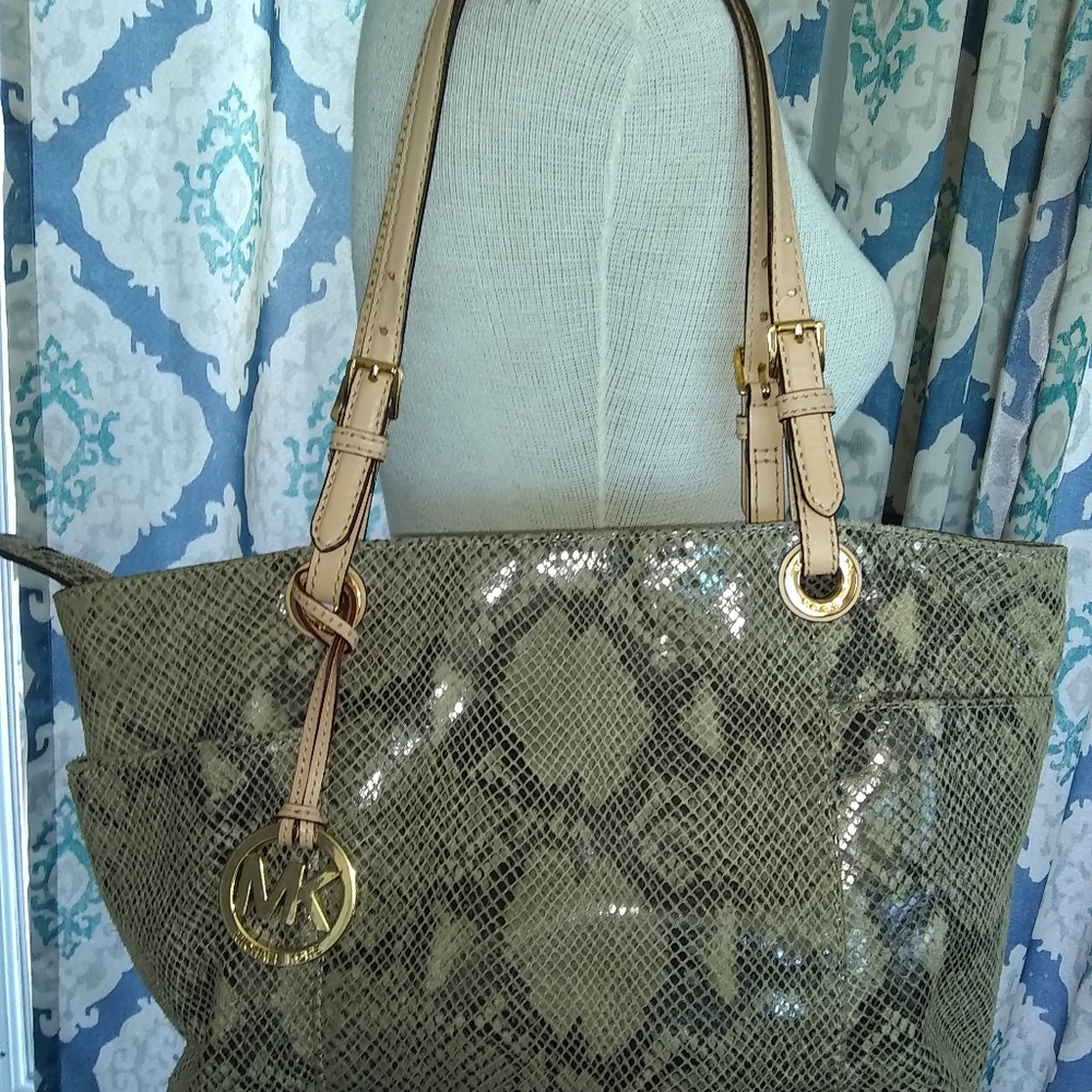 Michael Kors Python Tote, GUC